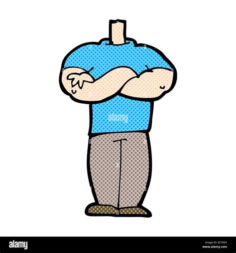 Retro Comic Book Style Cartoon Body With Folded Arms Mix And Match