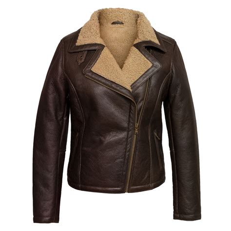 Amy Womens Antique Brown Sheepskin Flying Jacket Hidepark Leather
