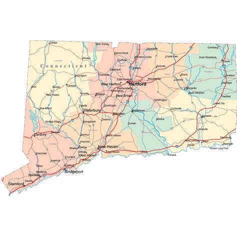 Connecticut Road Map Ct Road Map Connecticut Highway Map