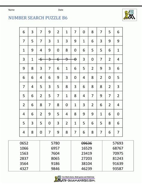 Number Search Puzzle Sheets Printable Crossword Puzzles Online