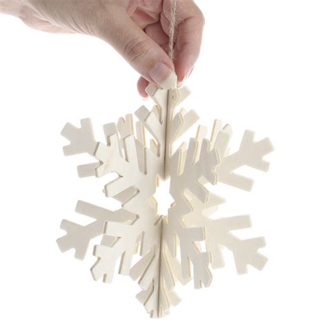 3d Unfinished Wood Snowflake Ornament Snow Snowflakes Glitter