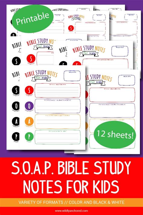 Soap Bible Study Notes For Kids Printable Wildly