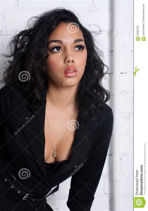 Faded industry entertainment and lifestyle blog. Hot brunette stock photo. Image of mulatto, face, portrait ...