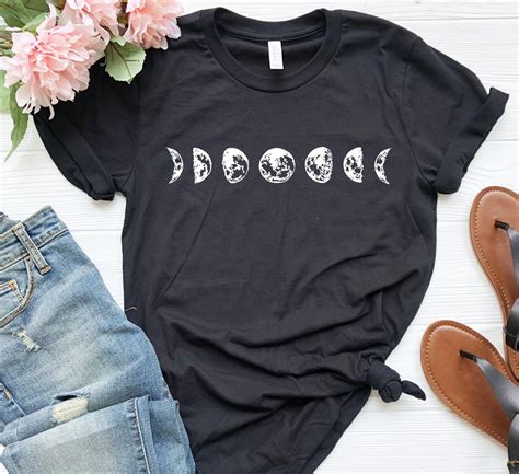 Lunar Phases T Shirt Moon Phases T Shirt Crescent Moon Top Etsy