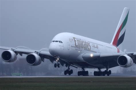 Emirates Airbus A380 Taking Off From Runway Editorial Stock Image
