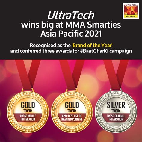 ultratech awarded ‘brand of the year at mma smarties apac 2021 wins two gold and a silver for