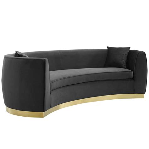 Resolute Curved Performance Velvet Sofa Black By Modway
