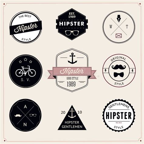 Set Of Vintage Styled Design Hipster Icons Vector Signs And Symbols