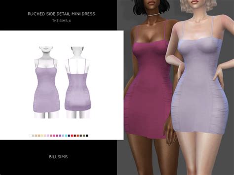 Ruched Side Detail Mini Dress By Bill Sims At Tsr Sims 4 Updates