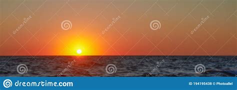 Beautiful Sunset Over The Ocean Panorama Blurred Stock Photo Image