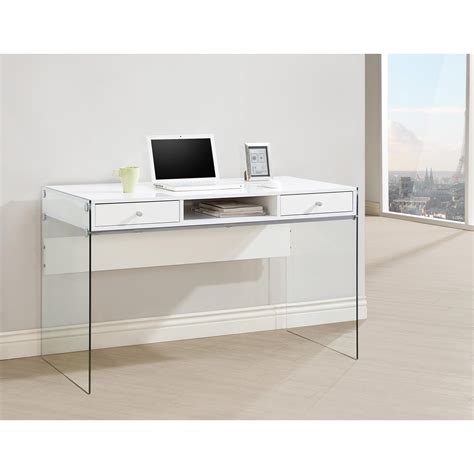 Glossy White Desk Monarch 7205 Glossy White Chrome Metal 48nch