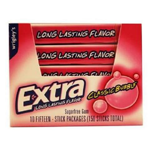 Extra Classic Bubble Sugarfree Gum Pack Of 10