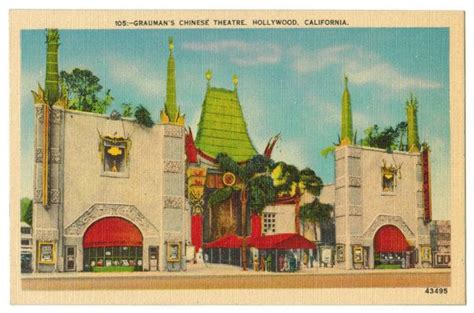 An Old Postcard Showing The Entrance To Disneylands Theatre Hollywood