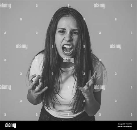 Desperate Young Woman Screaming Black And White Stock Photos And Images