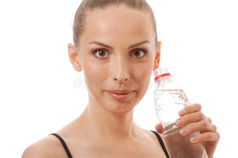 Woman In Fitness Wear Drinking Water Stock Photo Image Of Holding
