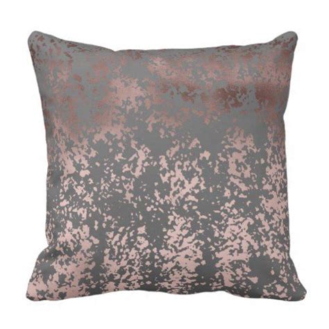 Elegant Faux Rose Gold And Grey Brushstrokes Throw Pillow