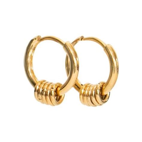 Stainless Steel Multi Ring Earrings Gold Tone 1 Day Online
