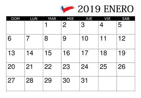 Calendario Enero 2019 Chile Calendario Calendario Enero Enero