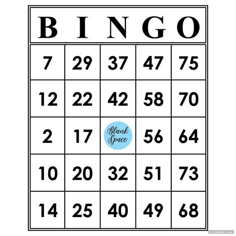 Printable Bingo Numbers 1 75 Template For Use Bingo Printable Bingo