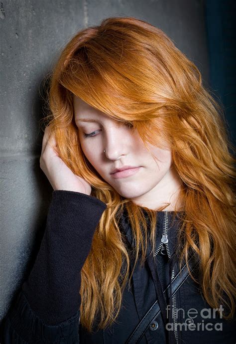Sadness Moody Portrait Of A Redhead Girl Photograph By Alstair Thane