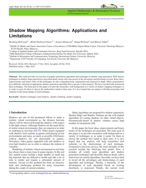 Pdf Shadow Mapping Algorithms Applications And Limitations