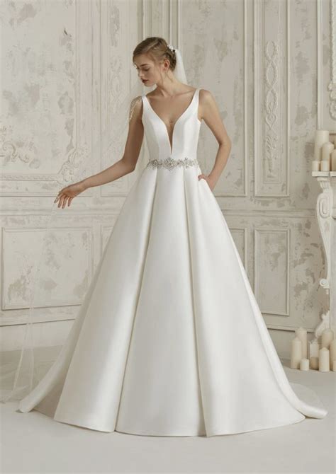 Classic Sleeveless Wedding Gown In Mikado Modes Bridal Nz