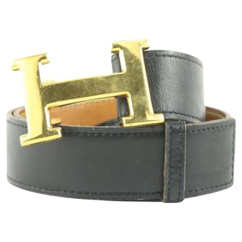 Hermès 32mm Black X Brown Reversible Gold H Logo Belt Kit 1her13 For