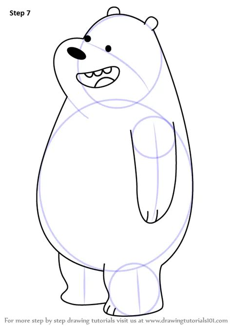 step by step how to draw gizzly bear from we bare bears