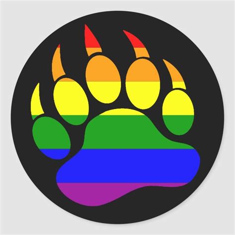 Gay Bear Pride Rainbow Bear Paw Black Classic Round Sticker Zazzle Bear Pride Bear Paws