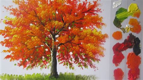 How To Paint A Tree In Acrylics Lesson 4 Fall Tree Painting Tree