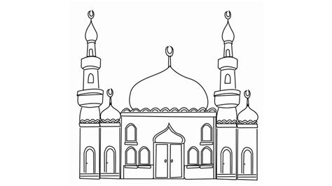 How To Draw A Mosque Masjid Drawing Easy Youtube