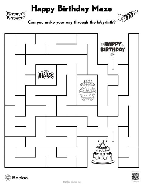 Happy Birthday Maze Beeloo Printable Crafts And Activities For Kids