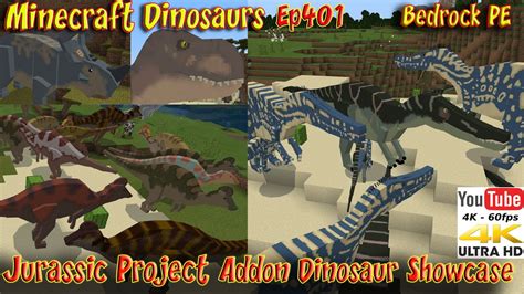 Jurassic Project Addon Dinosaur Showcase Bedrock PE 4K60FPS Minecraft