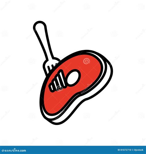 Beef Meat On Fork Design Icon Stock Vector Illustration Of Badge