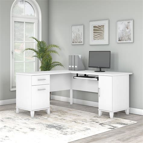White L Shaped Computer Desk