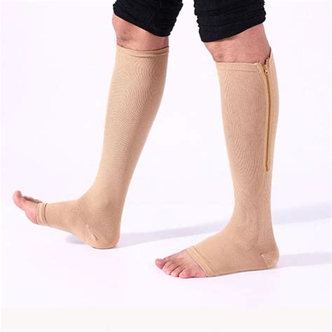 Zipper Medical Compression Socks With Open Toe Best Support Zipper