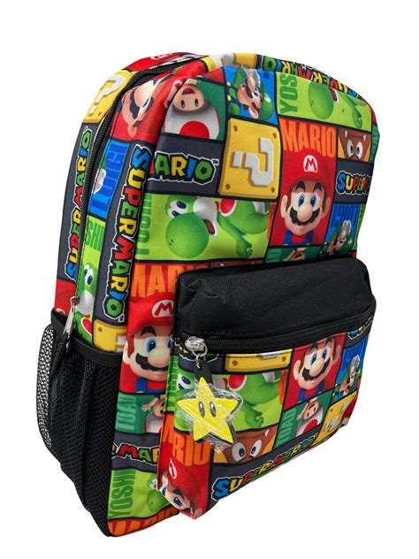 Super Mario Bros Backpack All Over Character Print 16 School Bag