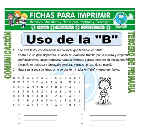 Uso De La B Para Tercero De Primaria Fichas Para Imprimir