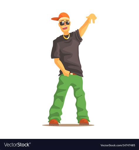 Rapper Man Dressed In Rappers Style Clothing Vector Image