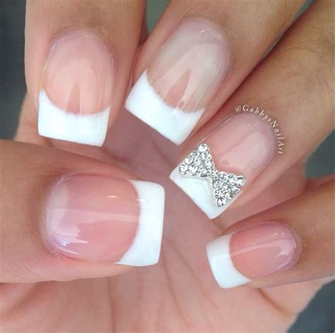 Sparkling Bow With French Tip Wedding Nails Naildesigntips Bride