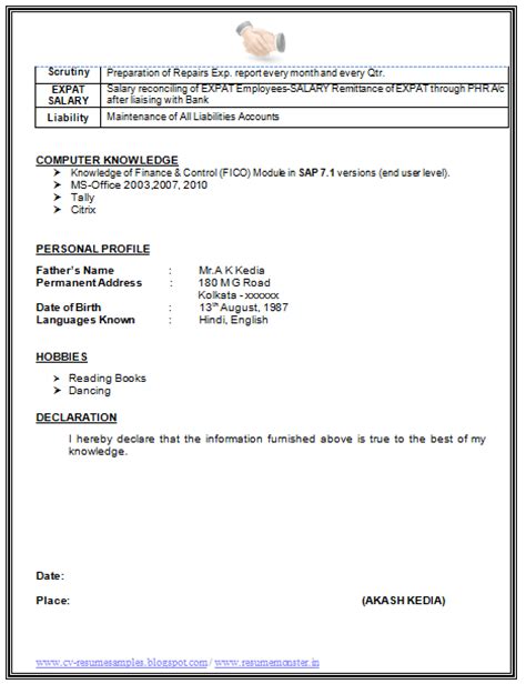 The name and the date also forms a part of the resume declaration. Over 10000 CV and Resume Samples with Free Download: Best ...