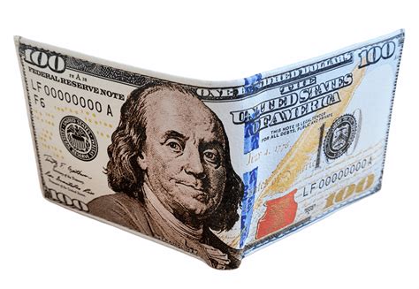 New 100 Dollar Bill Wallet Men Leather Printed Bifold Novelty Wallet