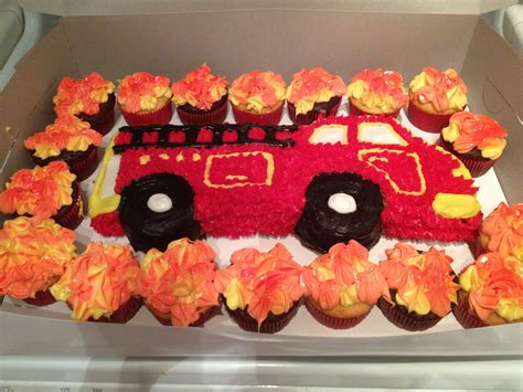 Pinterest Firetruck Cake Fire Truck Cupcakes Firetruck Birthday