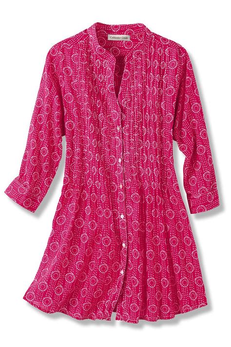 Pink Gentle Geometrics Tunic Womens Wovens Womens Tunics Long