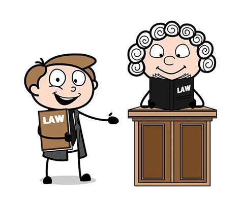 Cartoon Lawyer Presenting A Judge Reading A Law Book