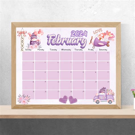 EDITABLE February Calendar Valentine S Day Homebabe Loving Gnoms Printable Calendar