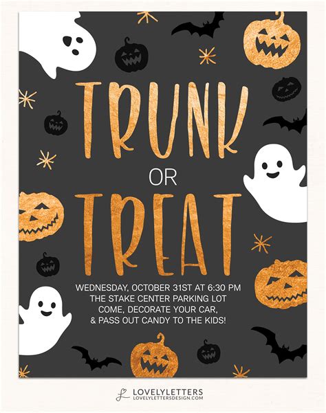 Trunk Or Treat Poster Ghost Invitation Digital Halloween