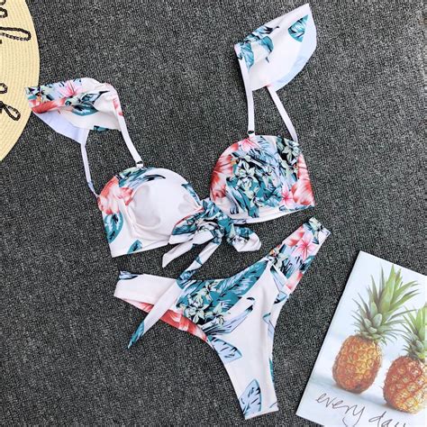 Bikini 2018 Swimsuit Women Maillot De Bain Femme Sexy Printed Ruffled