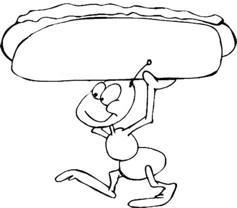 Coloring page, drawing, picture, school, education, primary school, educational image: Cute Ant Bring Hot Dog For His Colony Coloring Page ...