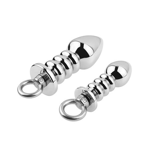 Metal Anal Plug Stainless Steel Butt Beads Big Dildo Anus Dilator With Pull Ring Prostate